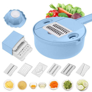 Open image in slideshow, LMETJMA 10 in 1 Vegetable Chopper Mandoline Slicer Wheat Straw Veggie Spiralizer Slicer Cutter with Egg white Separator KC0286
